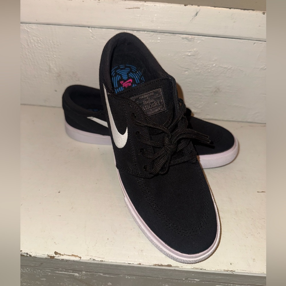 Nike Black Canvas Sneakers with White Accents